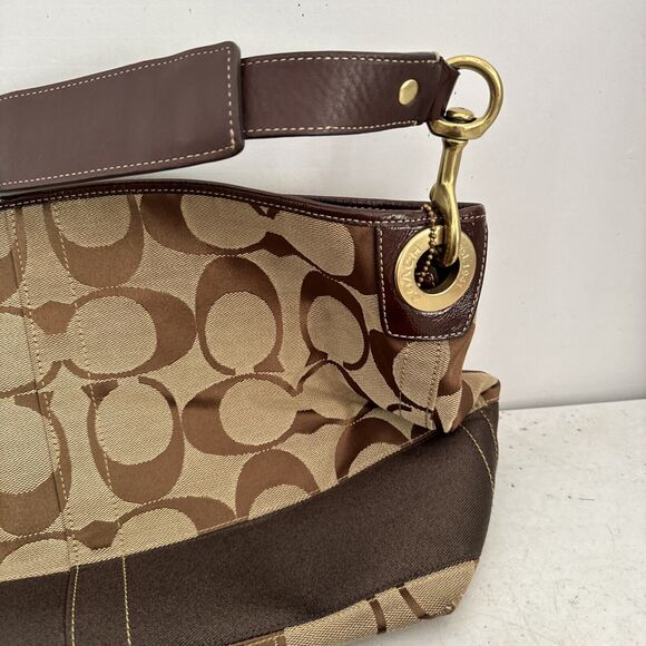 Coach 10627 Black Gray Jacquard Signature Canvas Bucket Bag Tote Purse - Picture 6 of 16